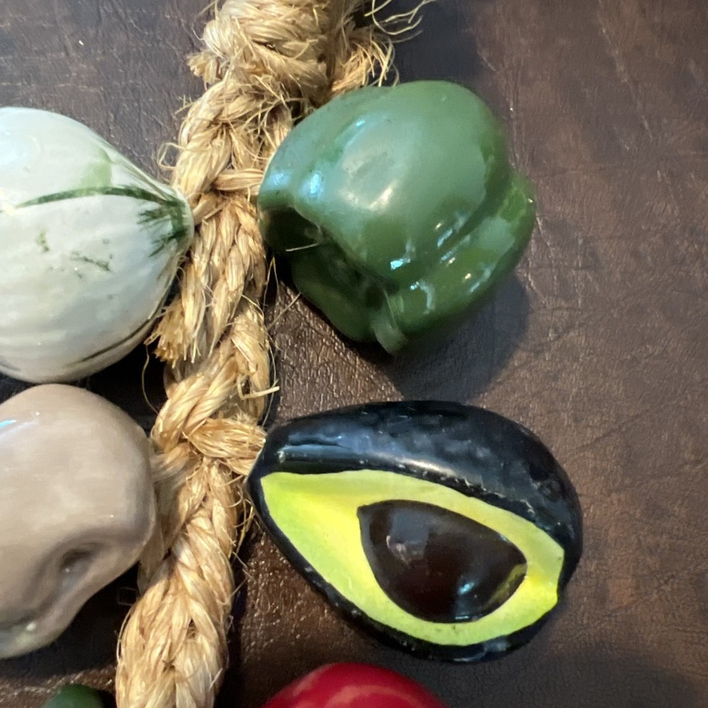 Vintage Hanging Ceramic Vegetables On Jute Rope Farmhouse & Kitchen Decor - Picture 3 of 12